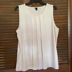 Ann Taylor Cream Sleeveless Pleated Front Blouse XL